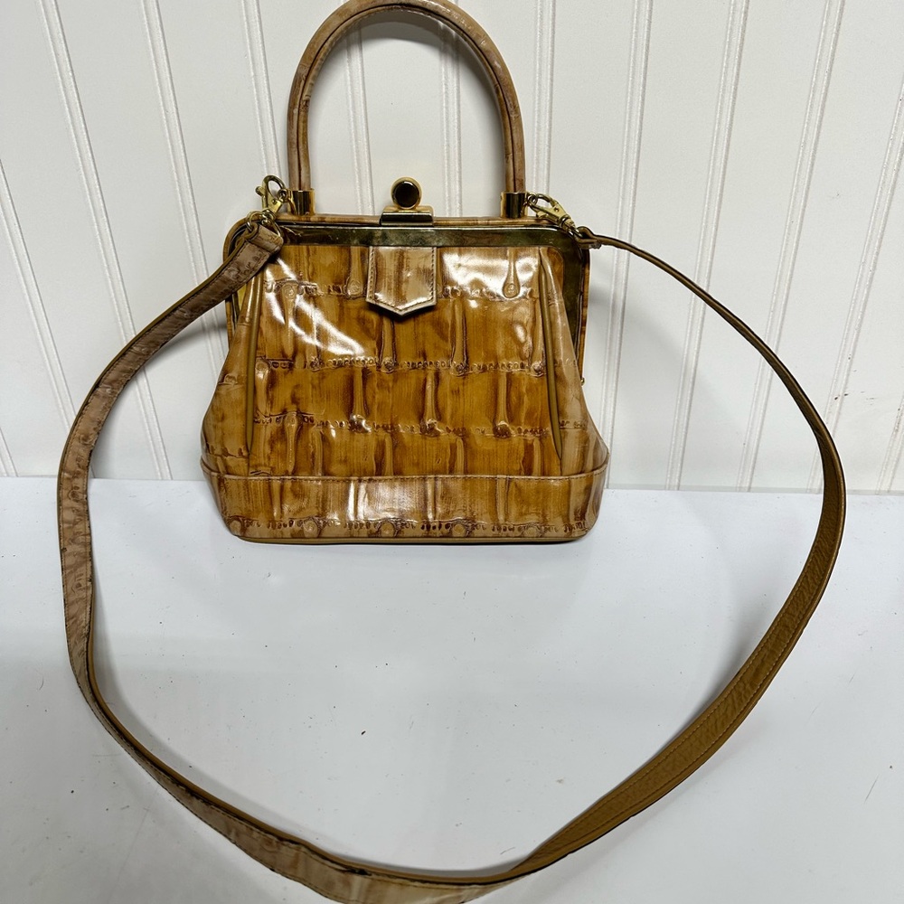 Vintage Sondra Roberts Brown Alligator Crossbody Bag